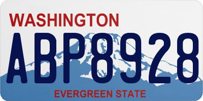 WA license plate ABP8928