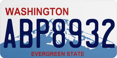 WA license plate ABP8932