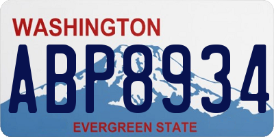 WA license plate ABP8934
