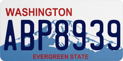 WA license plate ABP8939