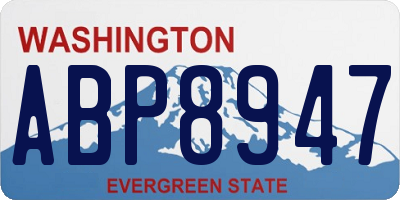 WA license plate ABP8947