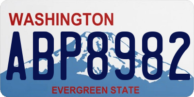 WA license plate ABP8982