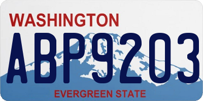 WA license plate ABP9203