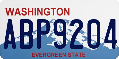 WA license plate ABP9204