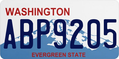 WA license plate ABP9205