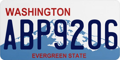 WA license plate ABP9206