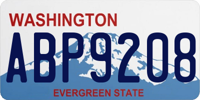 WA license plate ABP9208