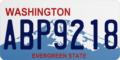 WA license plate ABP9218