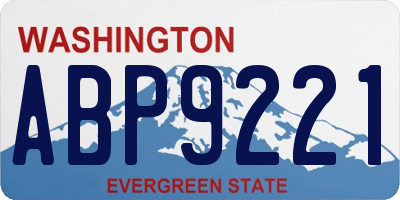 WA license plate ABP9221