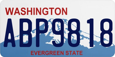 WA license plate ABP9818