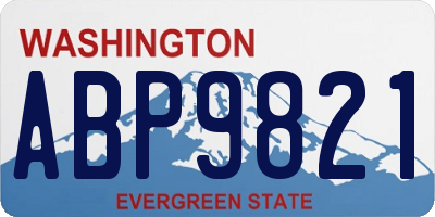 WA license plate ABP9821