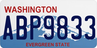 WA license plate ABP9833