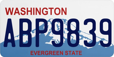 WA license plate ABP9839