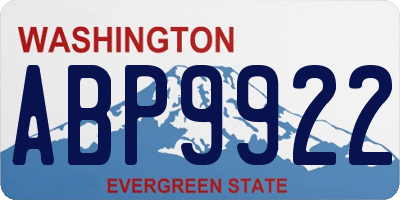 WA license plate ABP9922