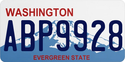 WA license plate ABP9928