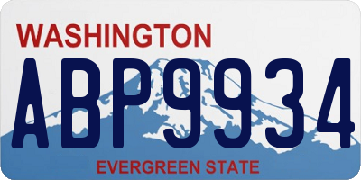 WA license plate ABP9934