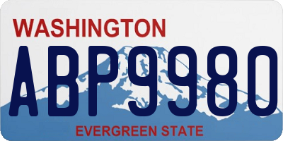 WA license plate ABP9980