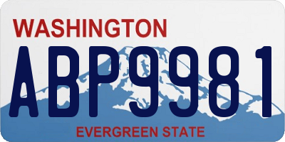 WA license plate ABP9981