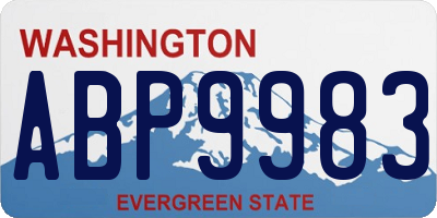 WA license plate ABP9983