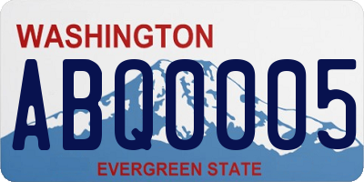 WA license plate ABQ0005