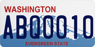 WA license plate ABQ0010