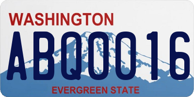 WA license plate ABQ0016