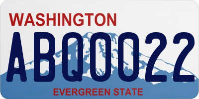 WA license plate ABQ0022