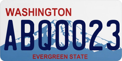 WA license plate ABQ0023