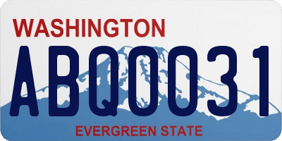 WA license plate ABQ0031