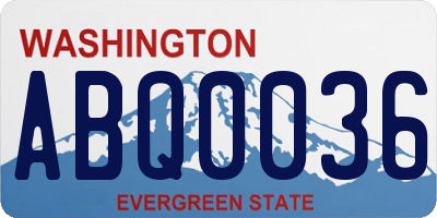 WA license plate ABQ0036