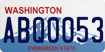 WA license plate ABQ0053