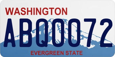 WA license plate ABQ0072