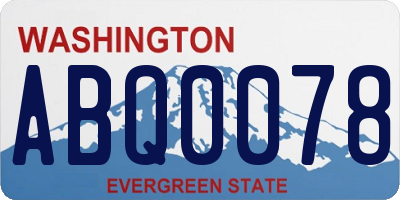 WA license plate ABQ0078