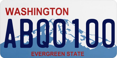 WA license plate ABQ0100