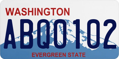 WA license plate ABQ0102