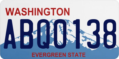 WA license plate ABQ0138