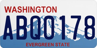 WA license plate ABQ0178