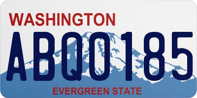 WA license plate ABQ0185