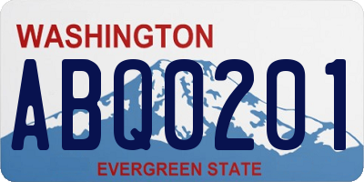 WA license plate ABQ0201