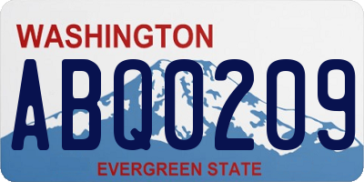 WA license plate ABQ0209
