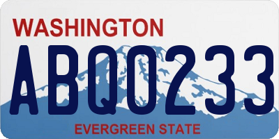 WA license plate ABQ0233