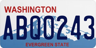 WA license plate ABQ0243