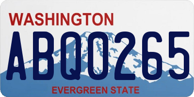 WA license plate ABQ0265