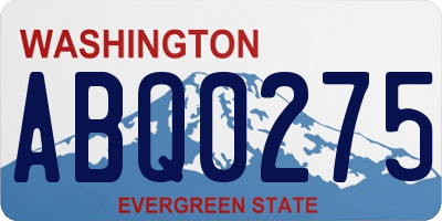 WA license plate ABQ0275