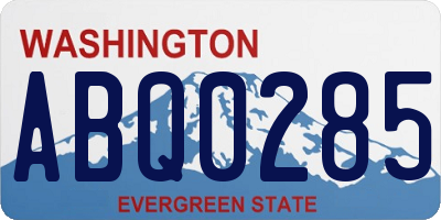 WA license plate ABQ0285