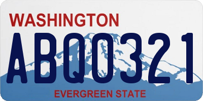 WA license plate ABQ0321