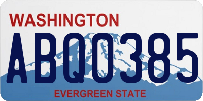 WA license plate ABQ0385