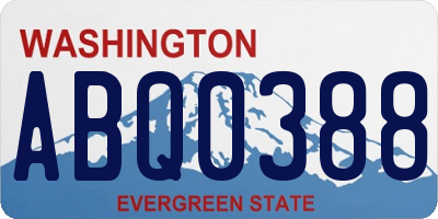 WA license plate ABQ0388