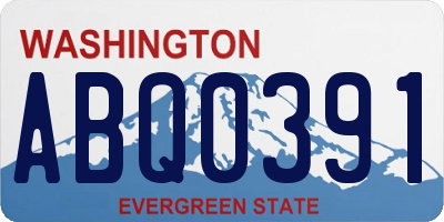 WA license plate ABQ0391