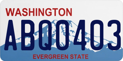 WA license plate ABQ0403